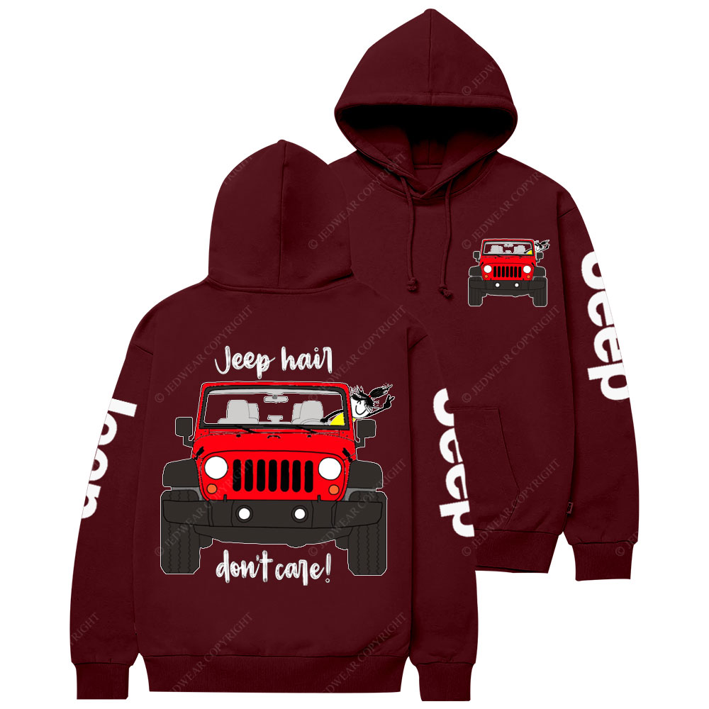 Jp Hair Don't Care Red Jp Girl Casual Hoodie