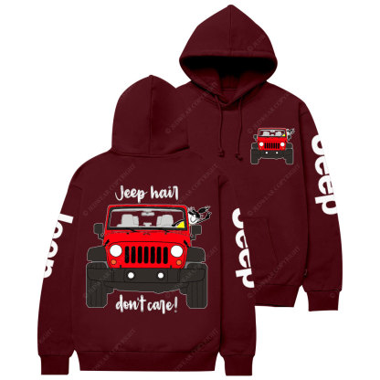 Jp Hair Don't Care Red Jp Girl Casual Hoodie