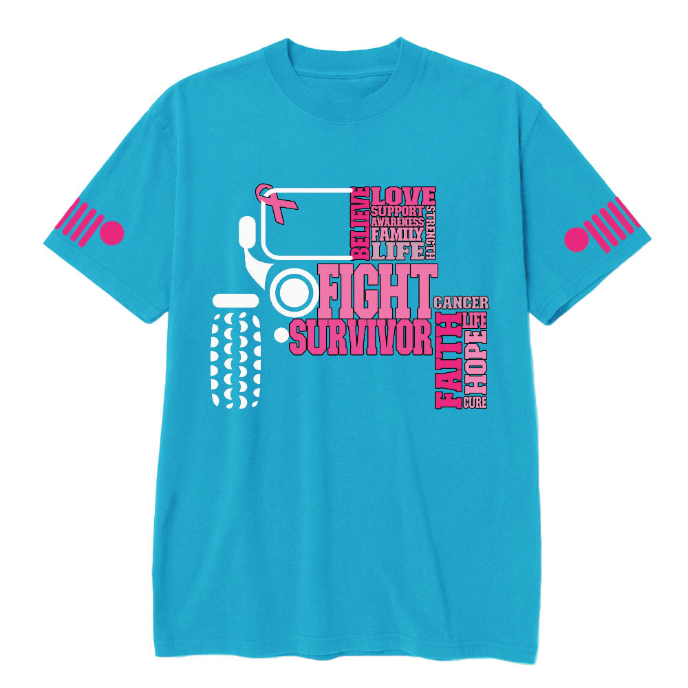 Breast Cancer Awareness Hope Faith Jp 4x4 Off Road Car T-shirt