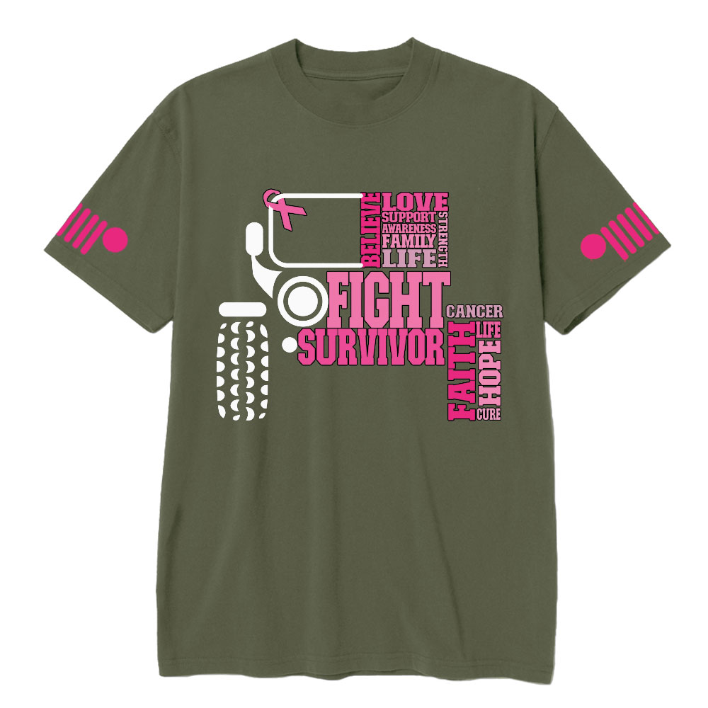 Breast Cancer Awareness Hope Faith Jp 4x4 Off Road Car T-shirt