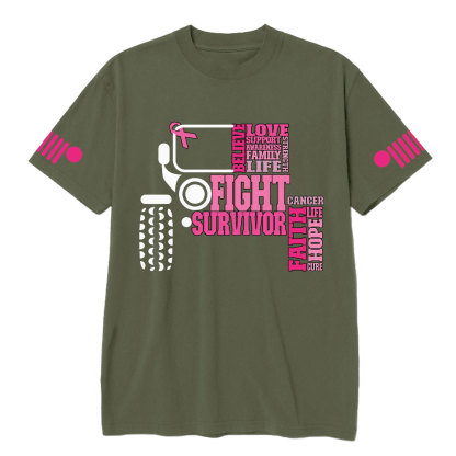 Breast Cancer Awareness Hope Faith Jp 4x4 Off Road Car T-shirt