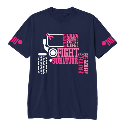 Breast Cancer Awareness Hope Faith Jp 4x4 Off Road Car T-shirt