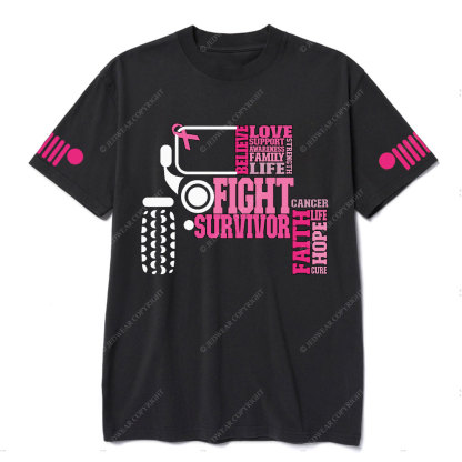 Breast Cancer Awareness Hope Faith Jp 4x4 Off Road Car T-shirt