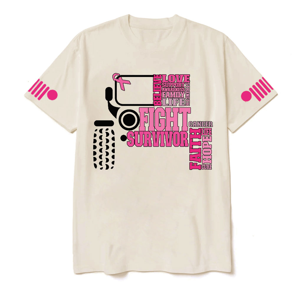 Breast Cancer Awareness Hope Faith Jp 4x4 Off Road Car T-shirt