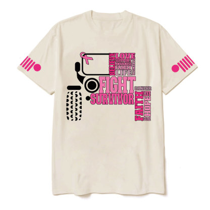 Breast Cancer Awareness Hope Faith Jp 4x4 Off Road Car T-shirt