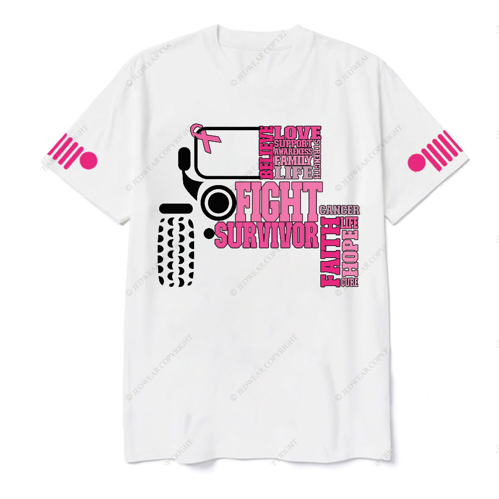 Breast Cancer Awareness Hope Faith Jp 4x4 Off Road Car T-shirt