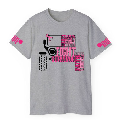 Breast Cancer Awareness Hope Faith Jp 4x4 Off Road Car T-shirt