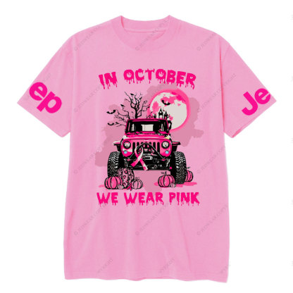 In October We Wear Pink Halloween Night Cancer Awareness T-Shirt