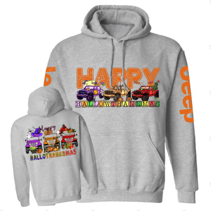 Happy Hallothanksmas Car Jp Double Printed Casual Hoodie