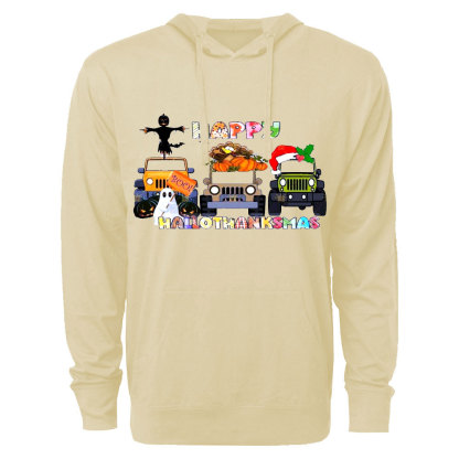 Jp Car Happy Hallothanksmas Lightweight Hoodie
