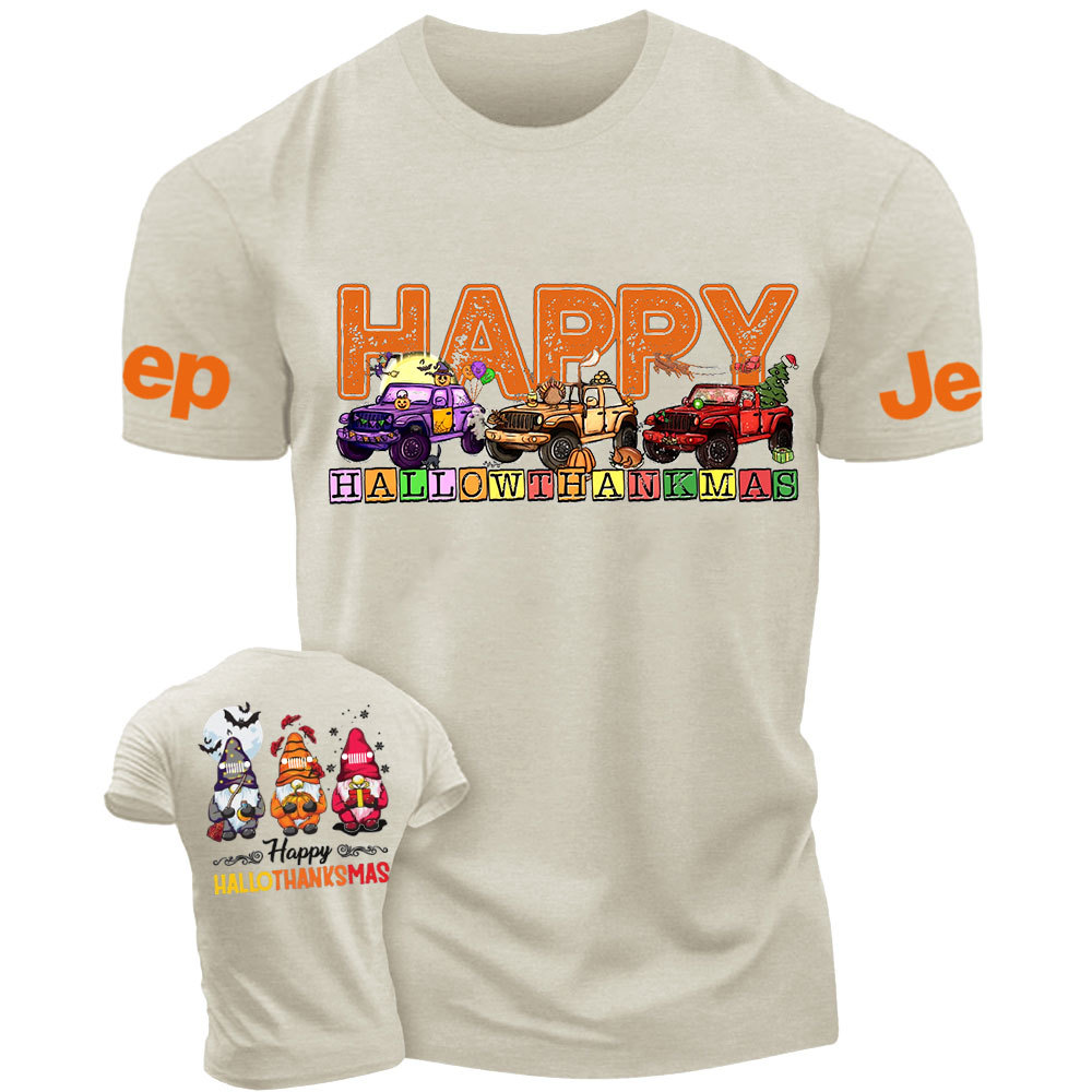 Happy Hallothanksmas Three Gnomes Drive Jp T-Shirt