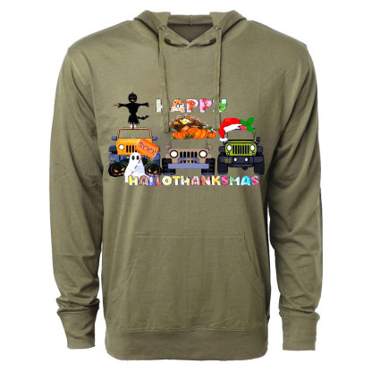 Jp Car Happy Hallothanksmas Lightweight Hoodie