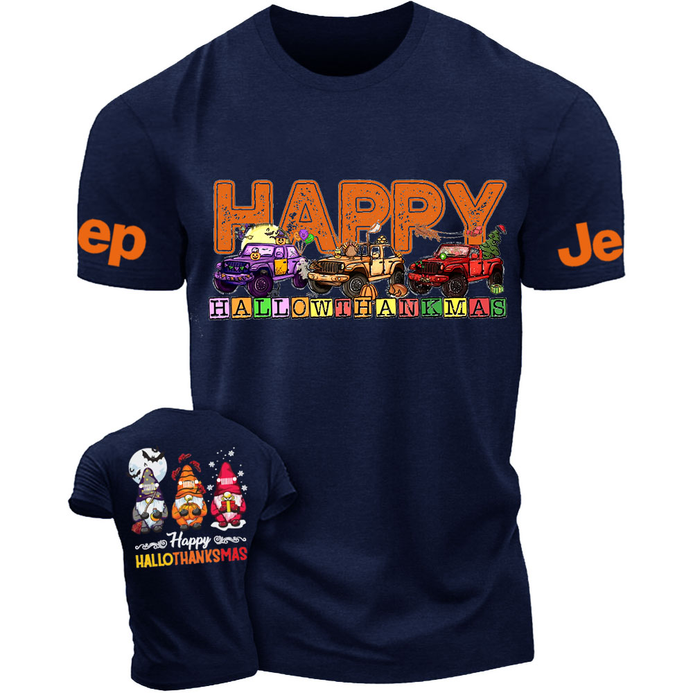 Happy Hallothanksmas Three Gnomes Drive Jp T-Shirt