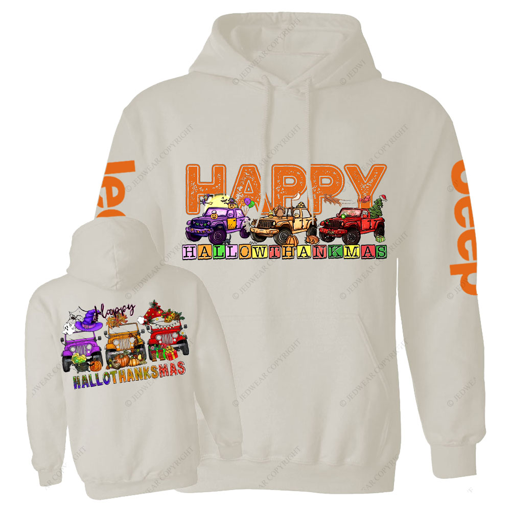Happy Hallothanksmas Car Jp Double Printed Casual Hoodie