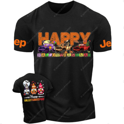 Happy Hallothanksmas Three Gnomes Drive Jp T-Shirt