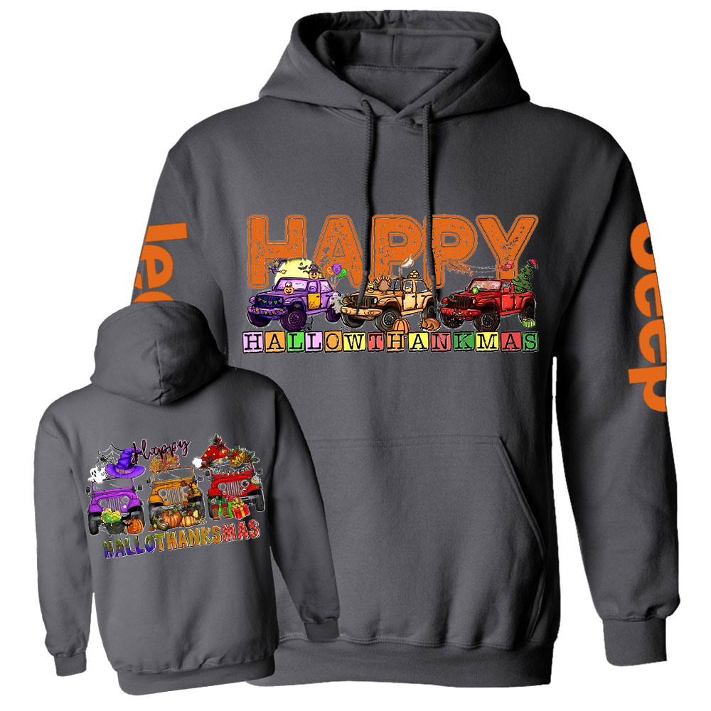 Happy Hallothanksmas Car Jp Double Printed Casual Hoodie