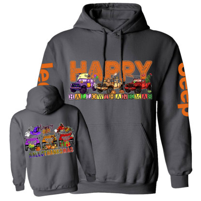 Happy Hallothanksmas Car Jp Double Printed Casual Hoodie
