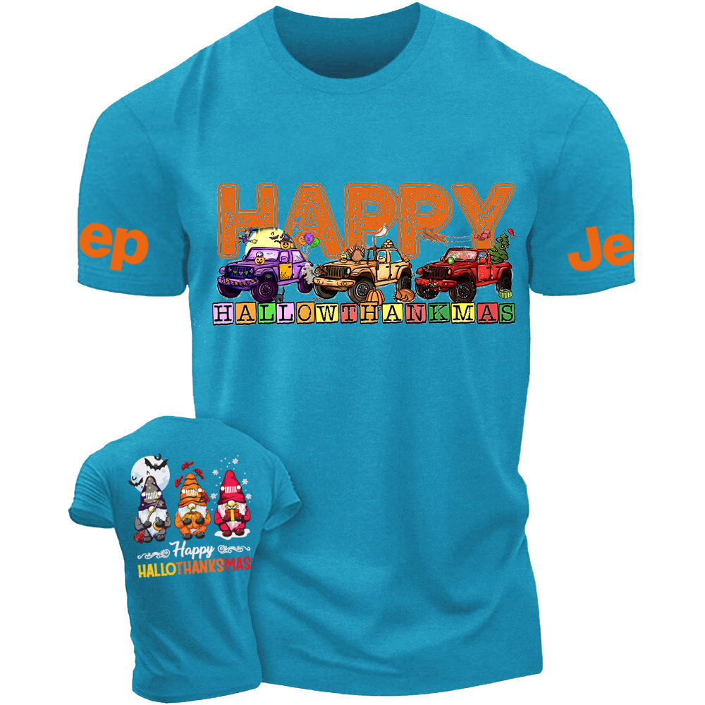 Happy Hallothanksmas Three Gnomes Drive Jp T-Shirt