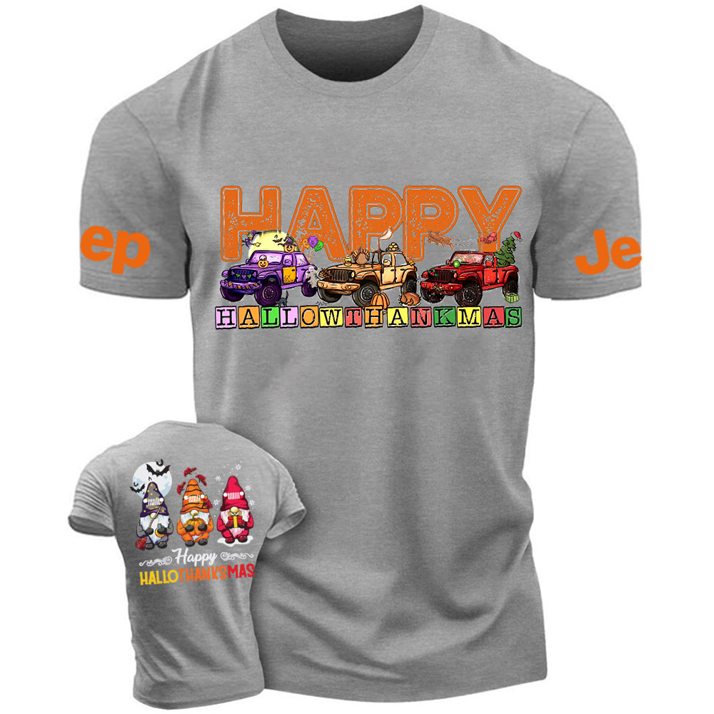 Happy Hallothanksmas Three Gnomes Drive Jp T-Shirt