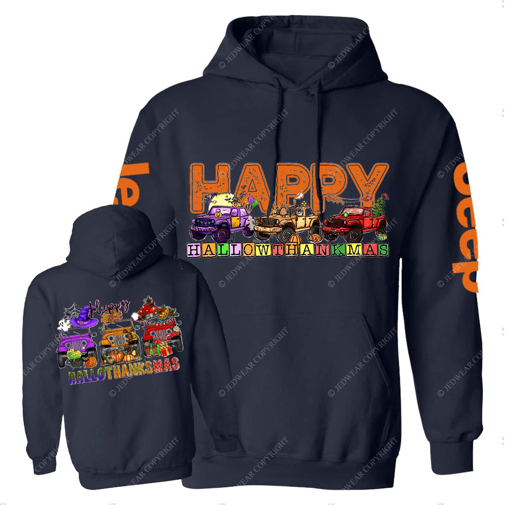 Happy Hallothanksmas Car Jp Double Printed Casual Hoodie