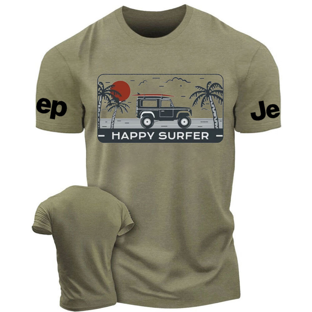 Happy Surfer with Jp and Palm Summer Beachwear T-Shirt