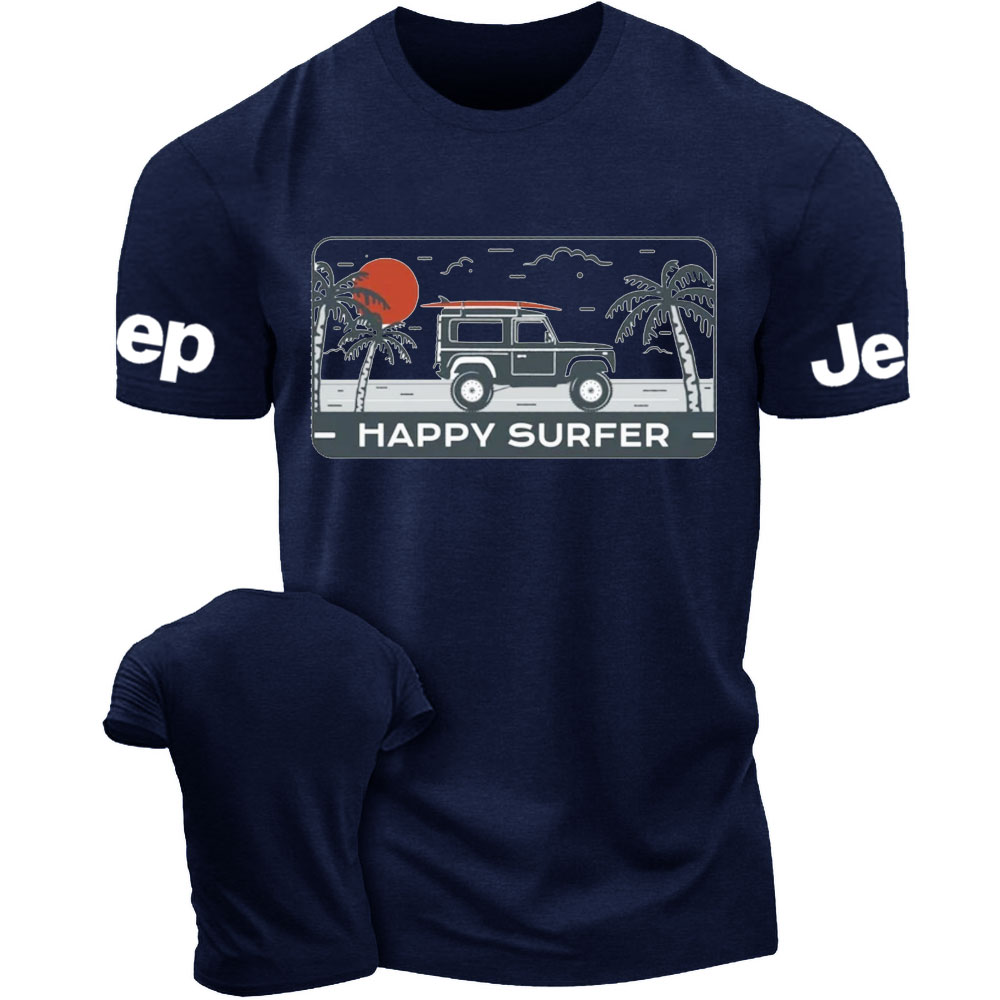 Happy Surfer with Jp and Palm Summer Beachwear T-Shirt