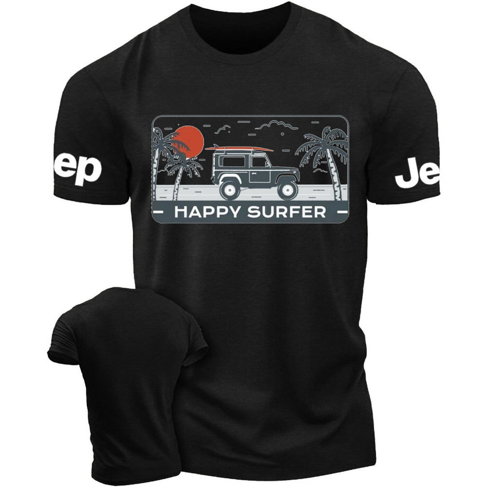 Happy Surfer with Jp and Palm Summer Beachwear T-Shirt