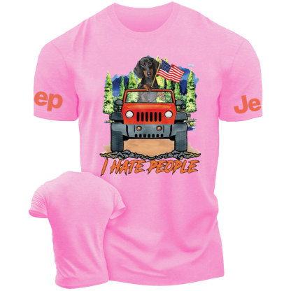 Dachshund And Orange Jp Wrangler I Hate People T-Shirt