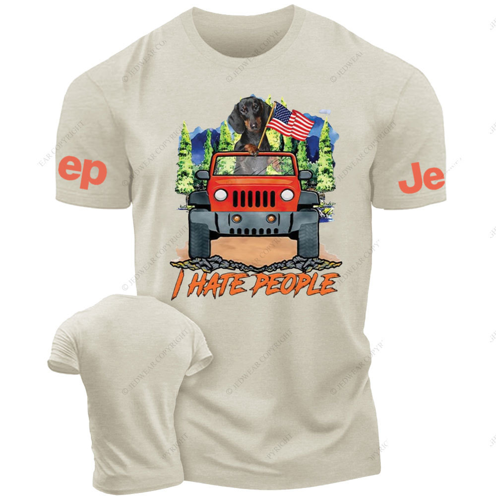 Dachshund And Orange Jp Wrangler I Hate People T-Shirt