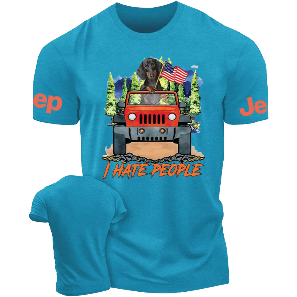 Dachshund And Orange Jp Wrangler I Hate People T-Shirt