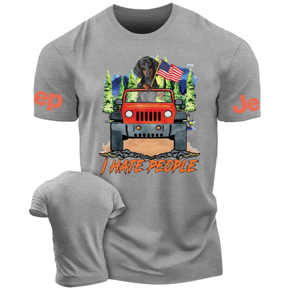 Dachshund And Orange Jp Wrangler I Hate People T-Shirt