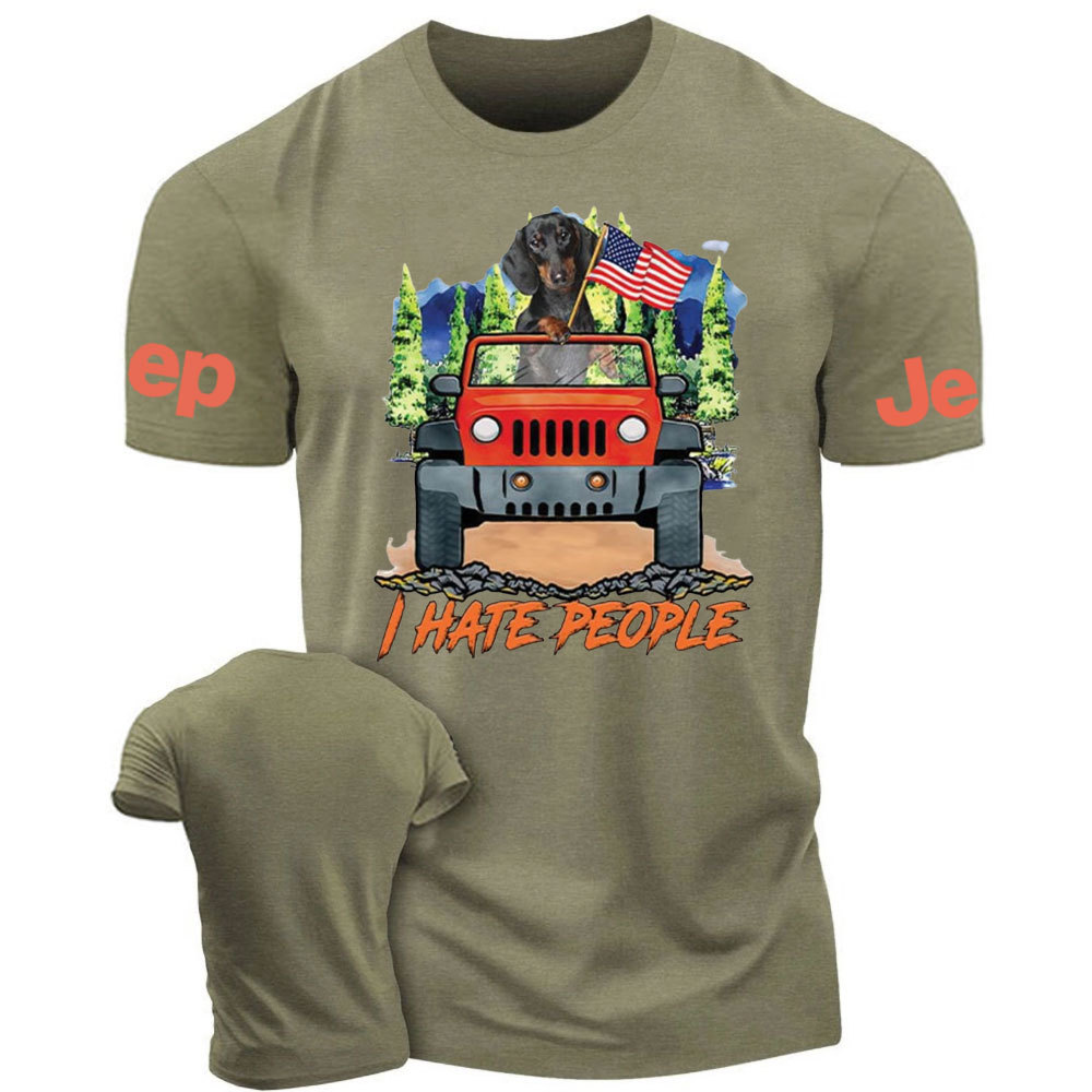 Dachshund And Orange Jp Wrangler I Hate People T-Shirt