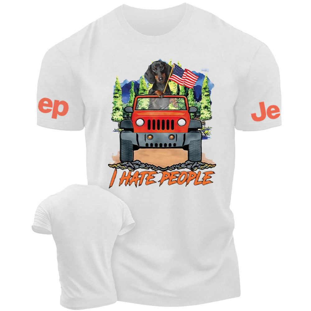 Dachshund And Orange Jp Wrangler I Hate People T-Shirt