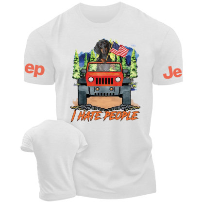 Dachshund And Orange Jp Wrangler I Hate People T-Shirt