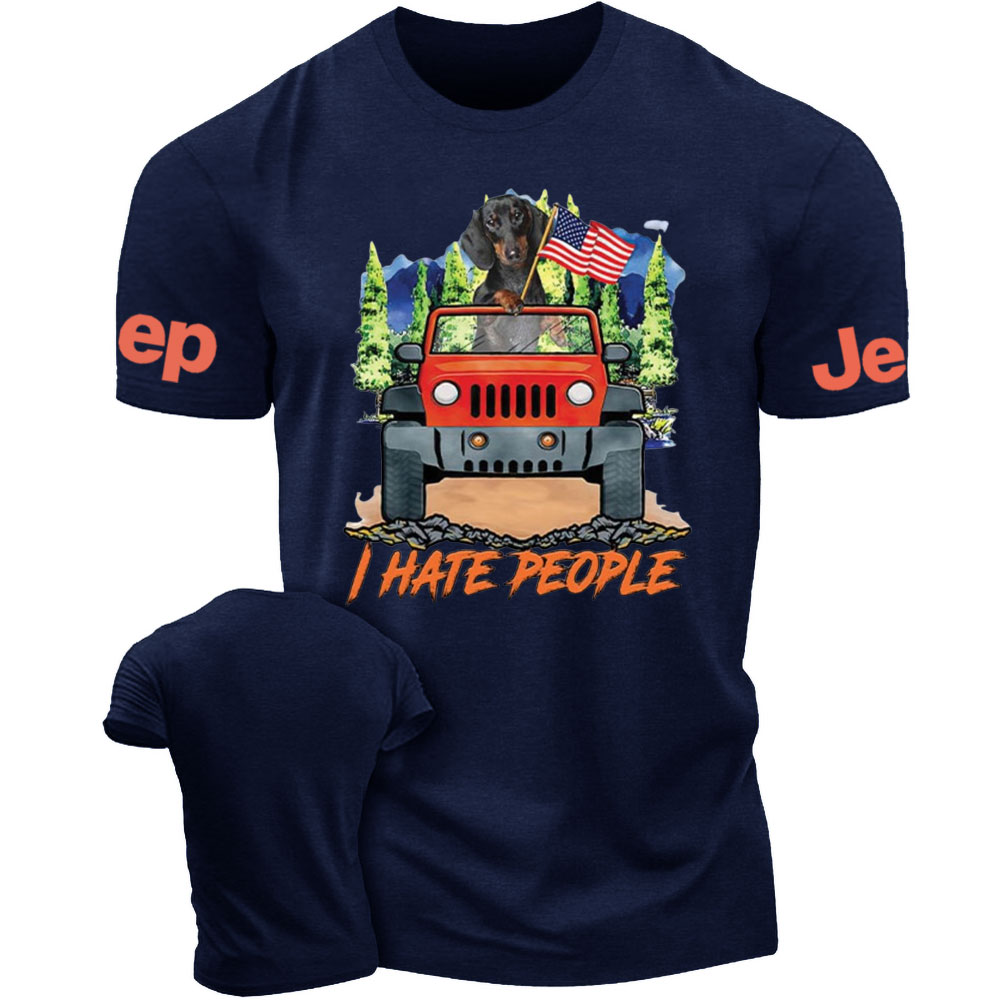 Dachshund And Orange Jp Wrangler I Hate People T-Shirt