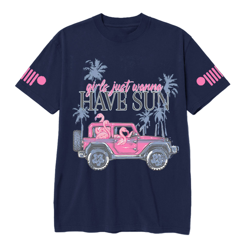 Flamingo Beach Palm Tree Jp T-Shirt