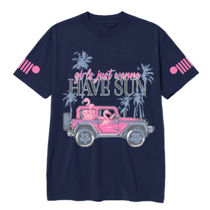 Flamingo Beach Palm Tree Jp T-Shirt