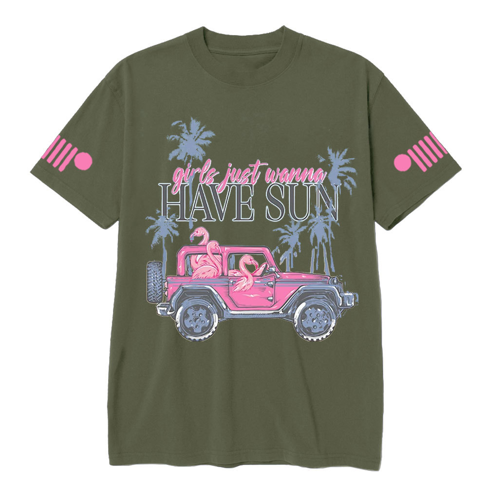 Flamingo Beach Palm Tree Jp T-Shirt
