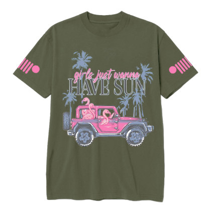 Flamingo Beach Palm Tree Jp T-Shirt