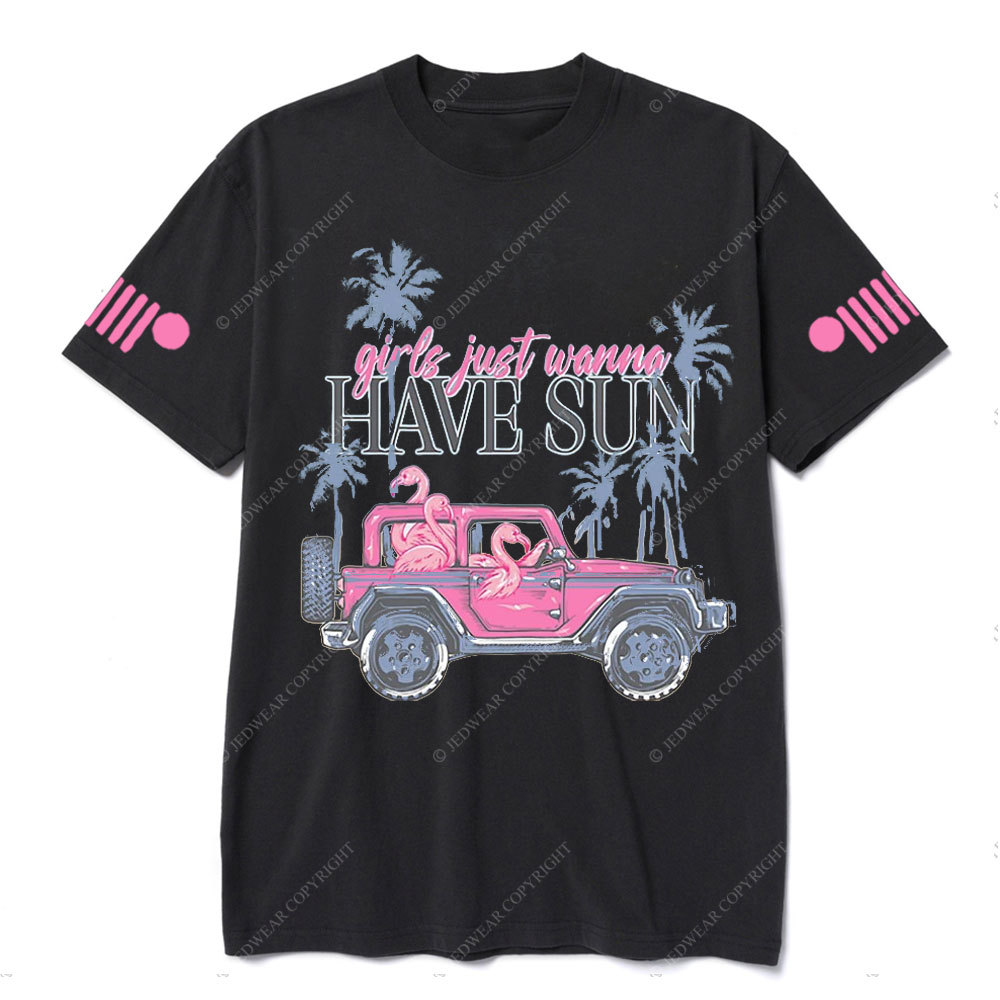 Flamingo Beach Palm Tree Jp T-Shirt