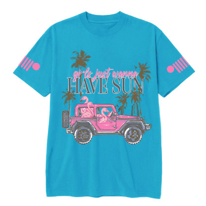 Flamingo Beach Palm Tree Jp T-Shirt