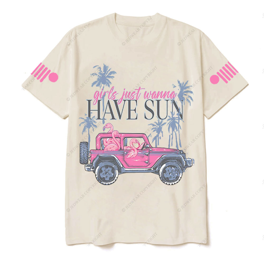 Flamingo Beach Palm Tree Jp T-Shirt