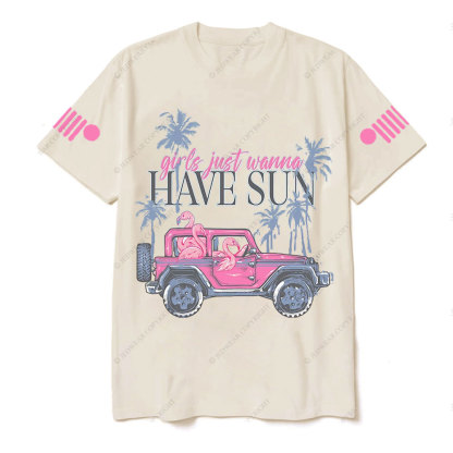 Flamingo Beach Palm Tree Jp T-Shirt