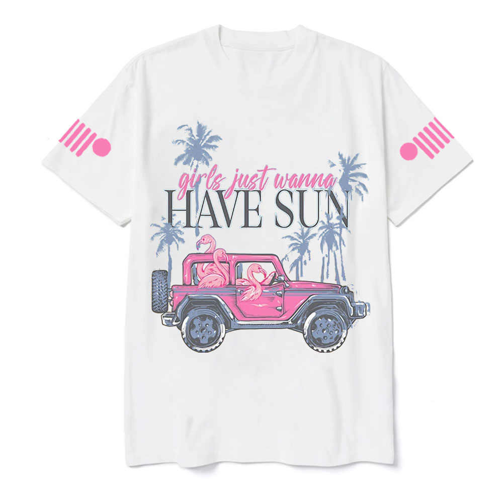 Flamingo Beach Palm Tree Jp T-Shirt