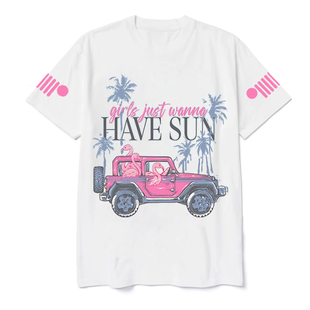 Flamingo Beach Palm Tree Jp T-Shirt
