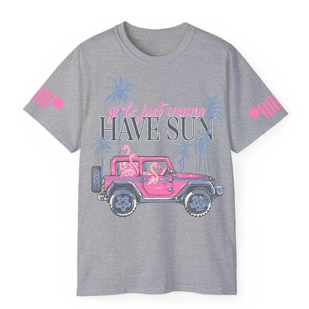 Flamingo Beach Palm Tree Jp T-Shirt
