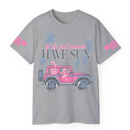 Flamingo Beach Palm Tree Jp T-Shirt