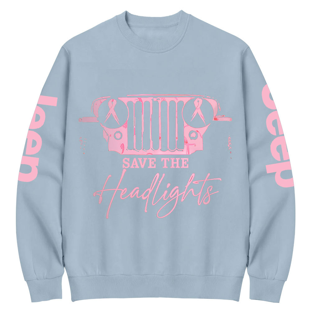 The Jp Headlights Ribbon Breast Cancer Awareness Crew Neck Sweatshirt