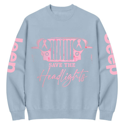 The Jp Headlights Ribbon Breast Cancer Awareness Crew Neck Sweatshirt