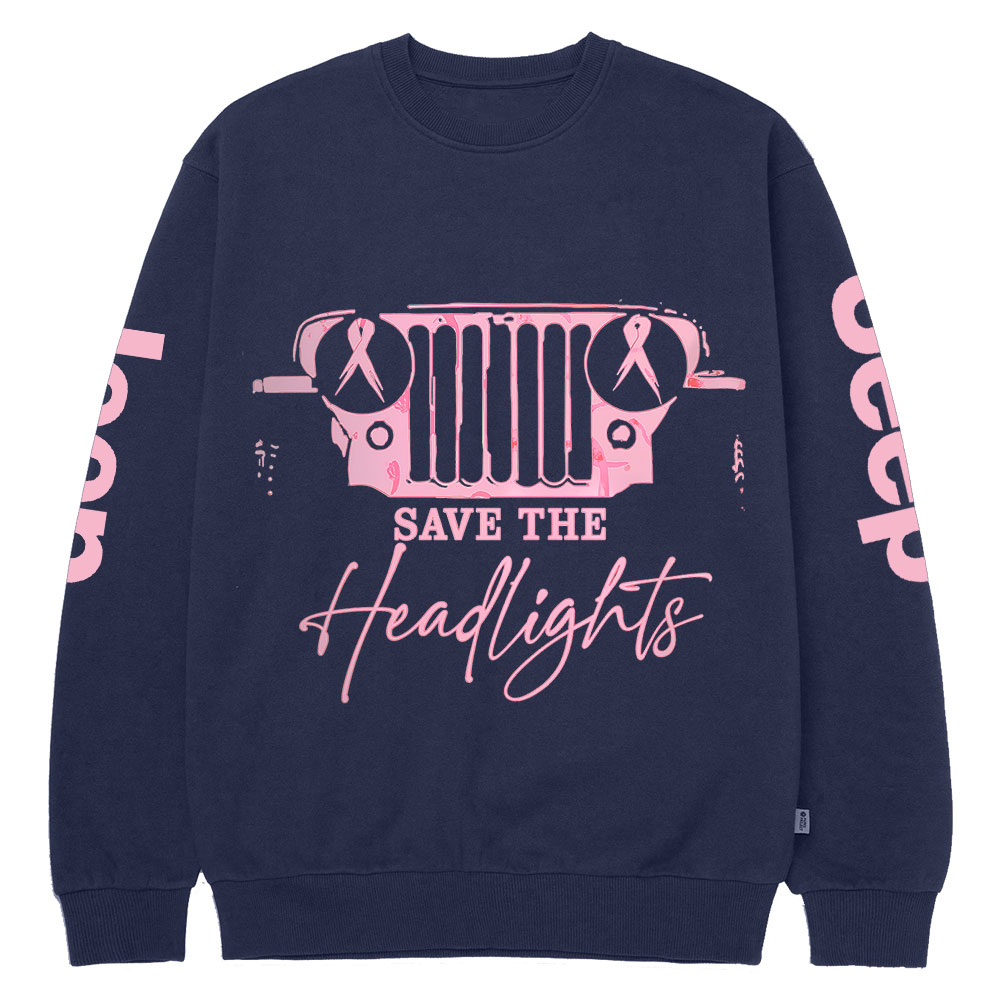 The Jp Headlights Ribbon Breast Cancer Awareness Crew Neck Sweatshirt